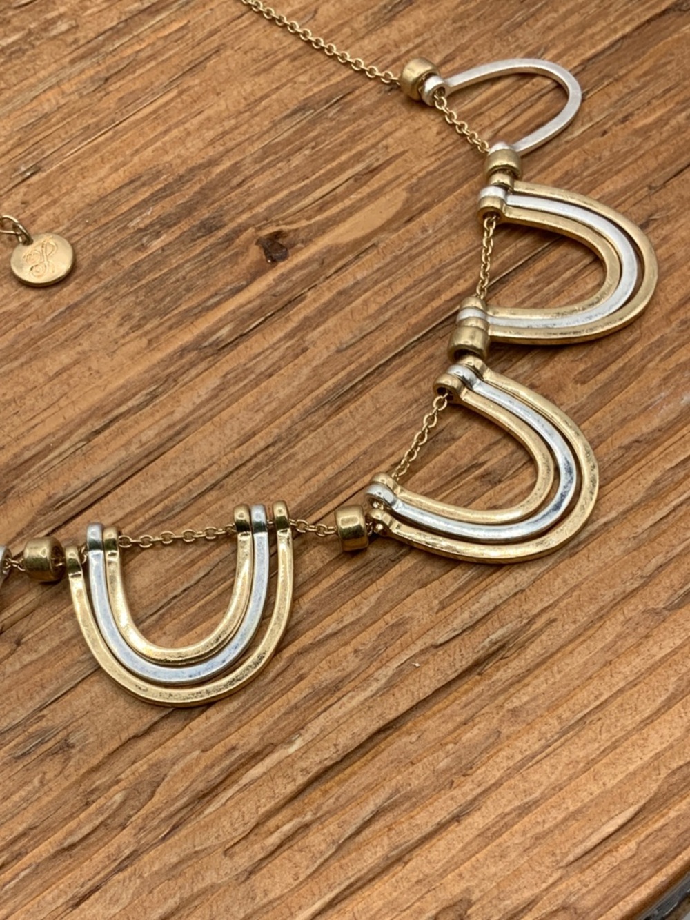 Plunder Design "Kendall" Two-Tone Gold Silver Tone Layered U-Link Necklace